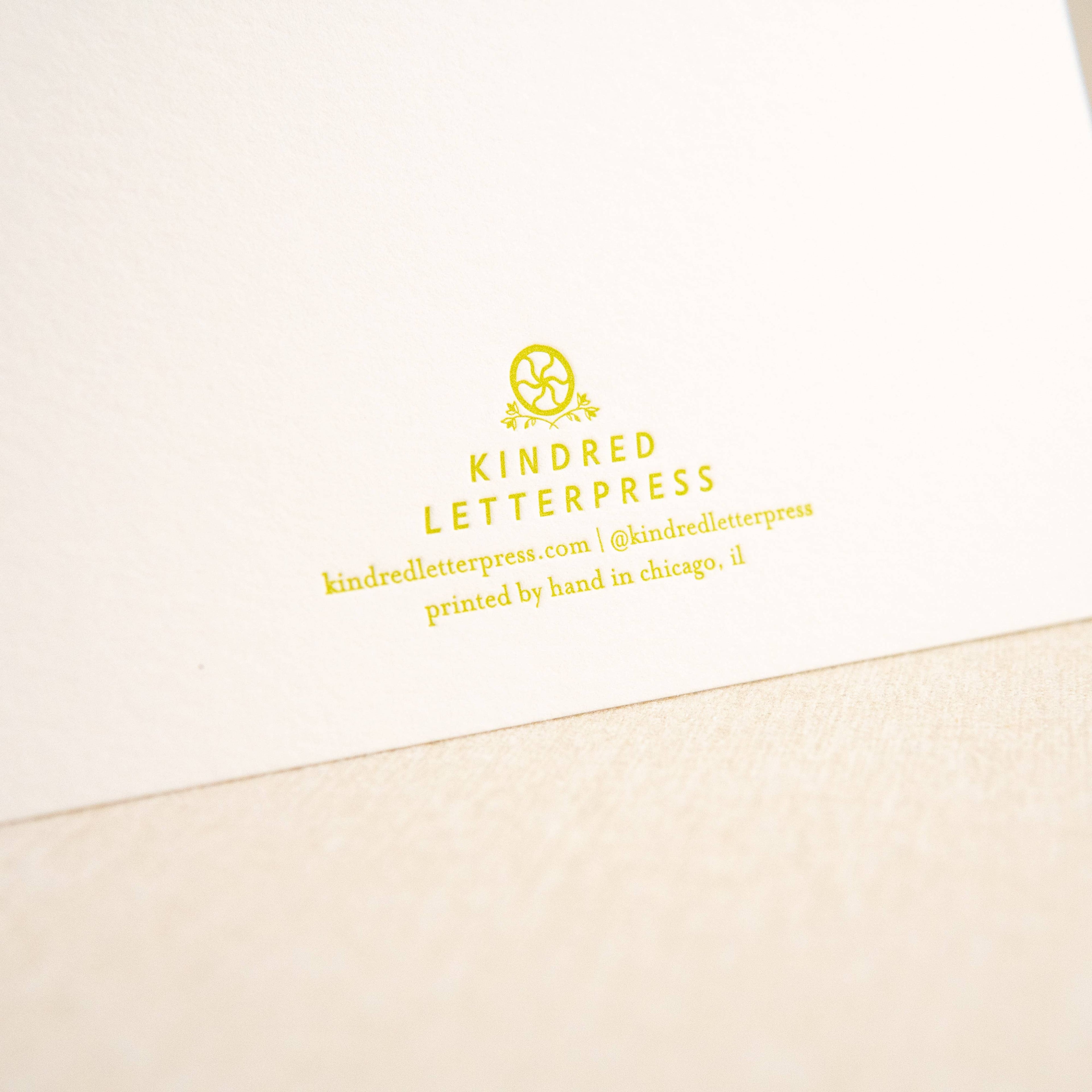 Kindred Letterpress - Onesie Baby Card | Letterpress Baby Card