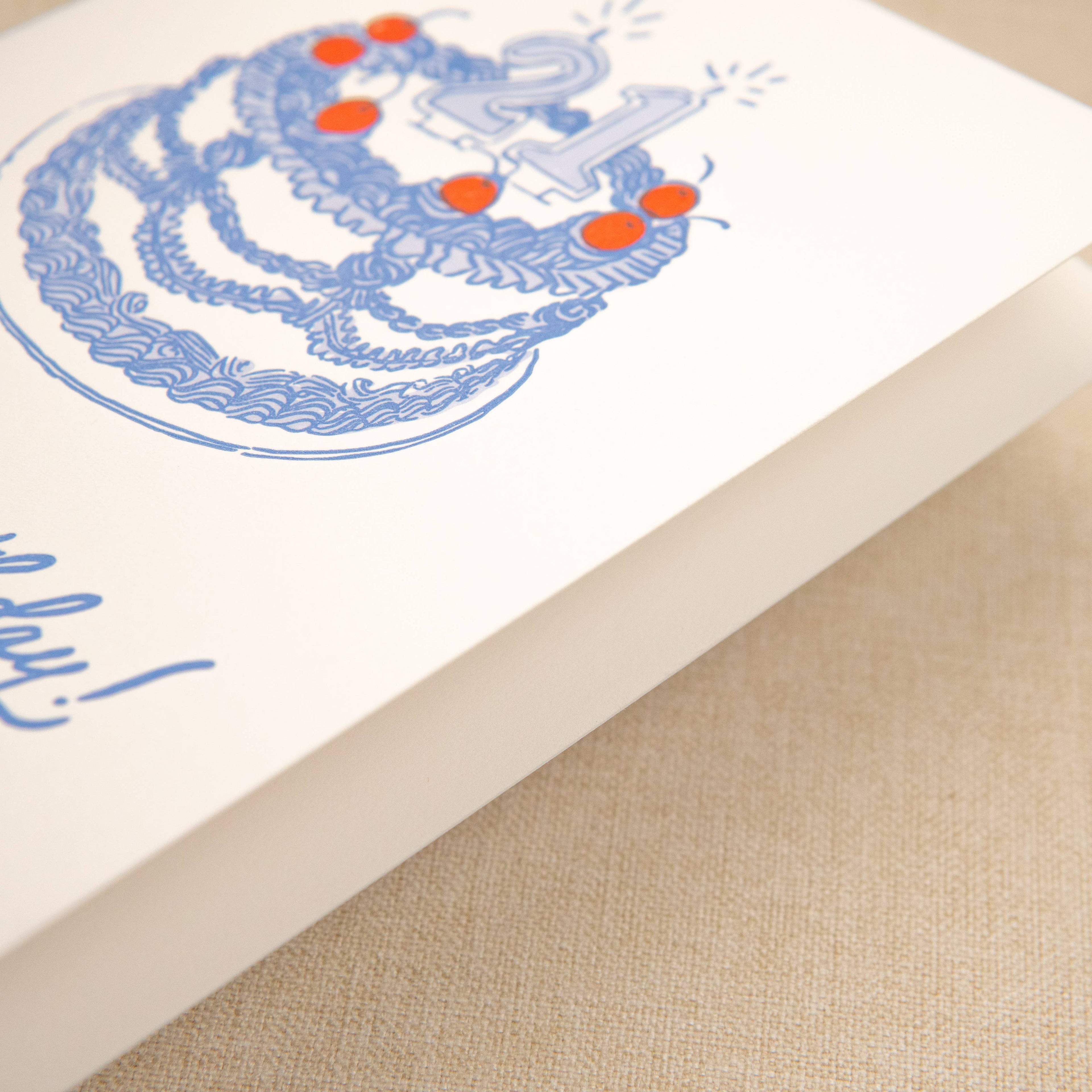 Kindred Letterpress - 21st Birthday Cake Card