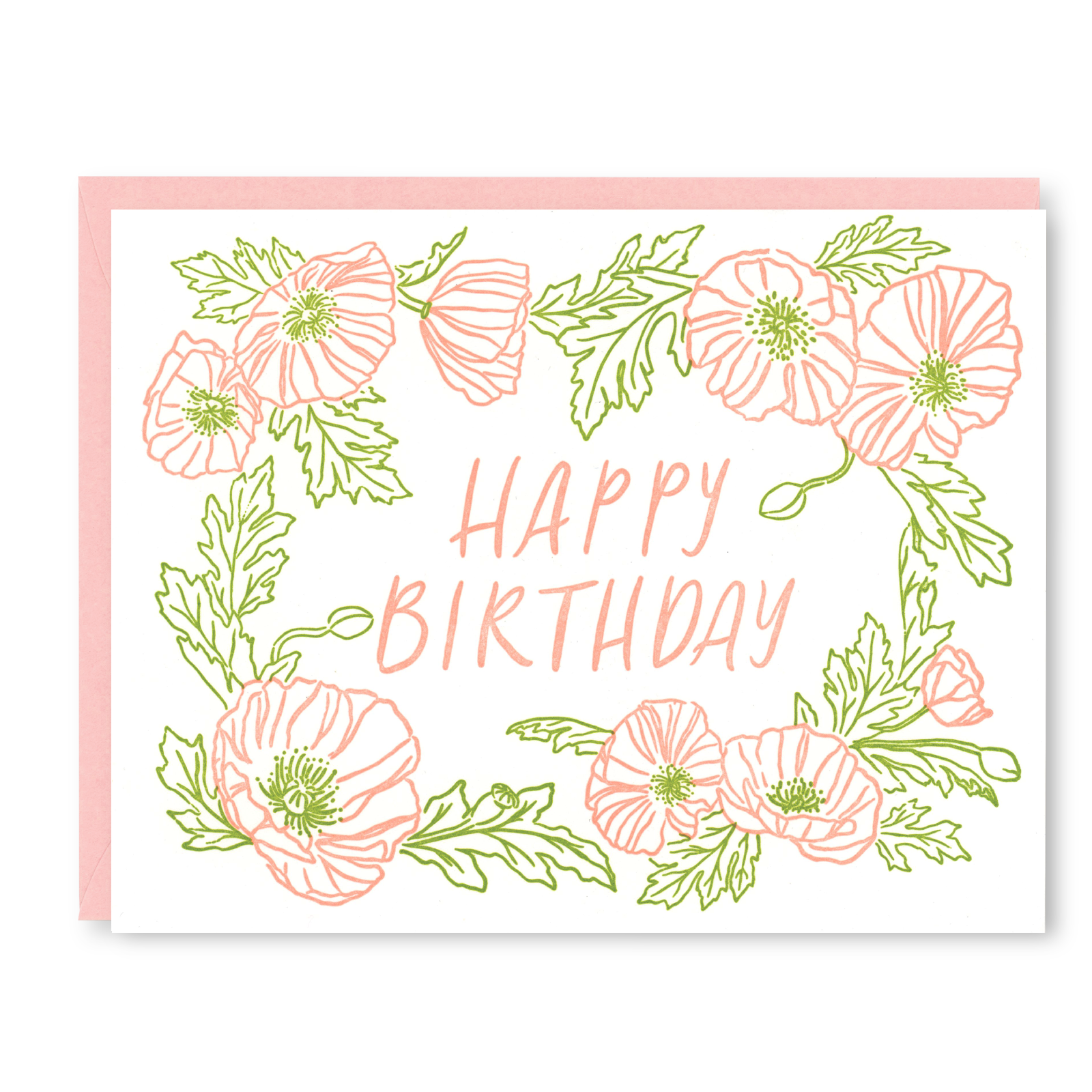 Kindred Letterpress - Poppies Birthday Card