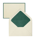 Original Crown Mill Bi-Color Note Card Box (25), 4x6  Cream/Dark Green, Silver Box, Hunter