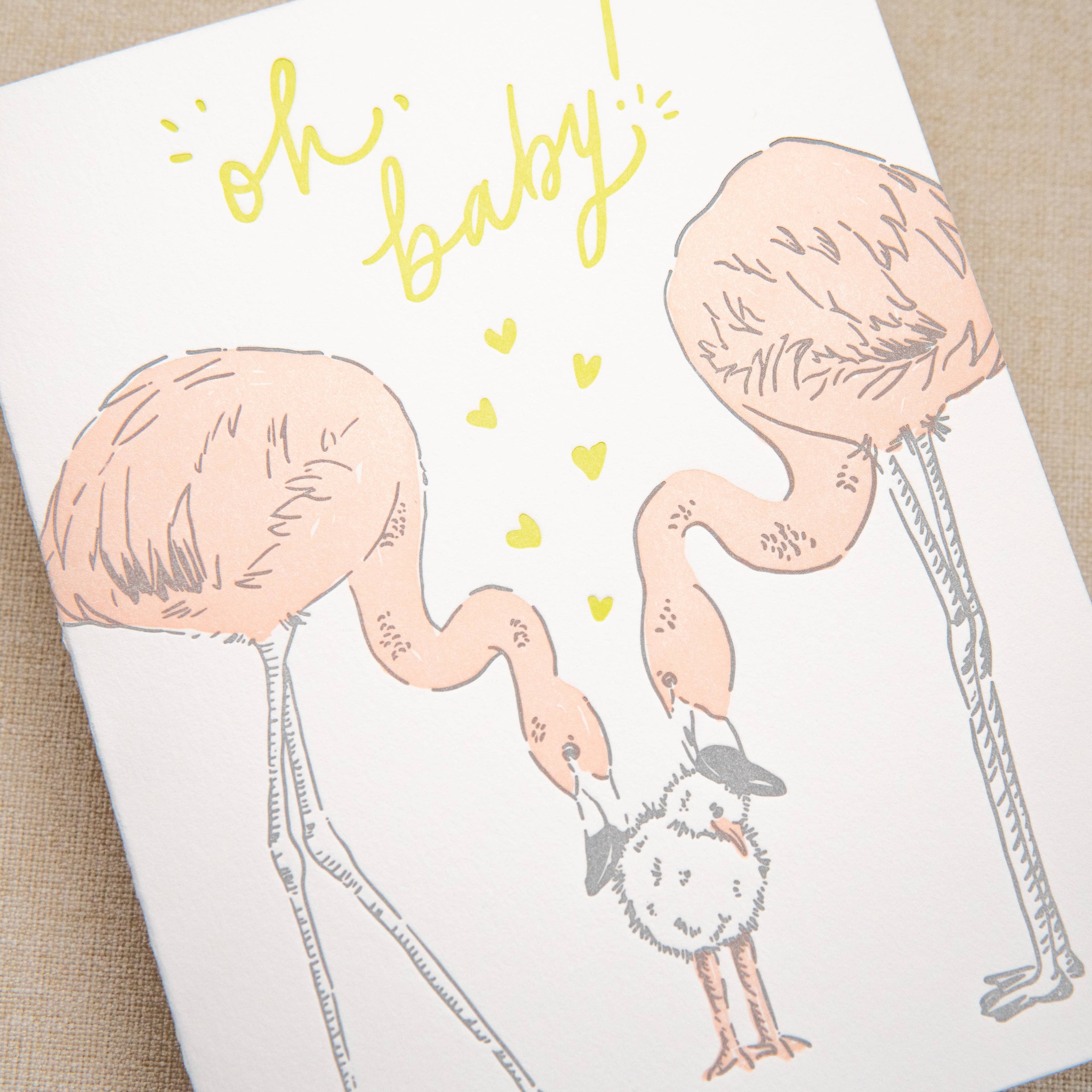 Kindred Letterpress - Flamingo Baby Card