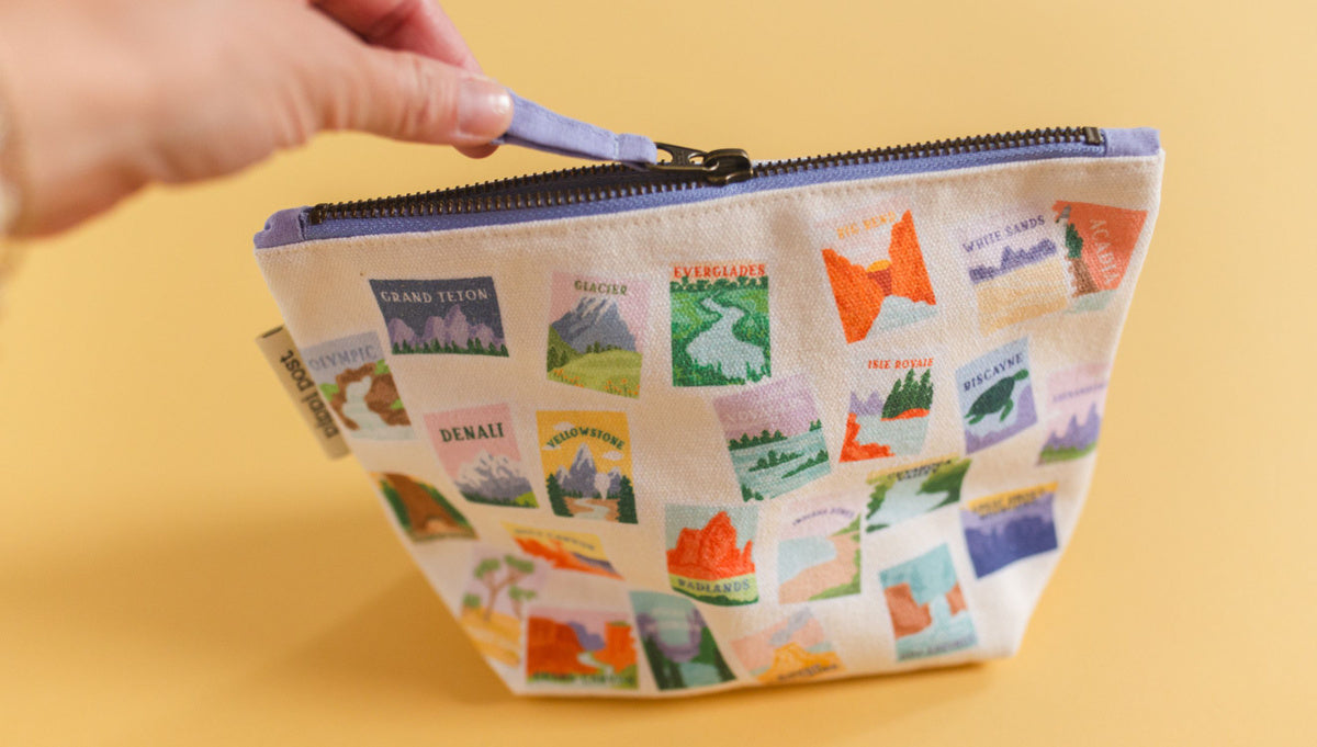 Pippi Post, National Parks Stamps Canvas Pouch