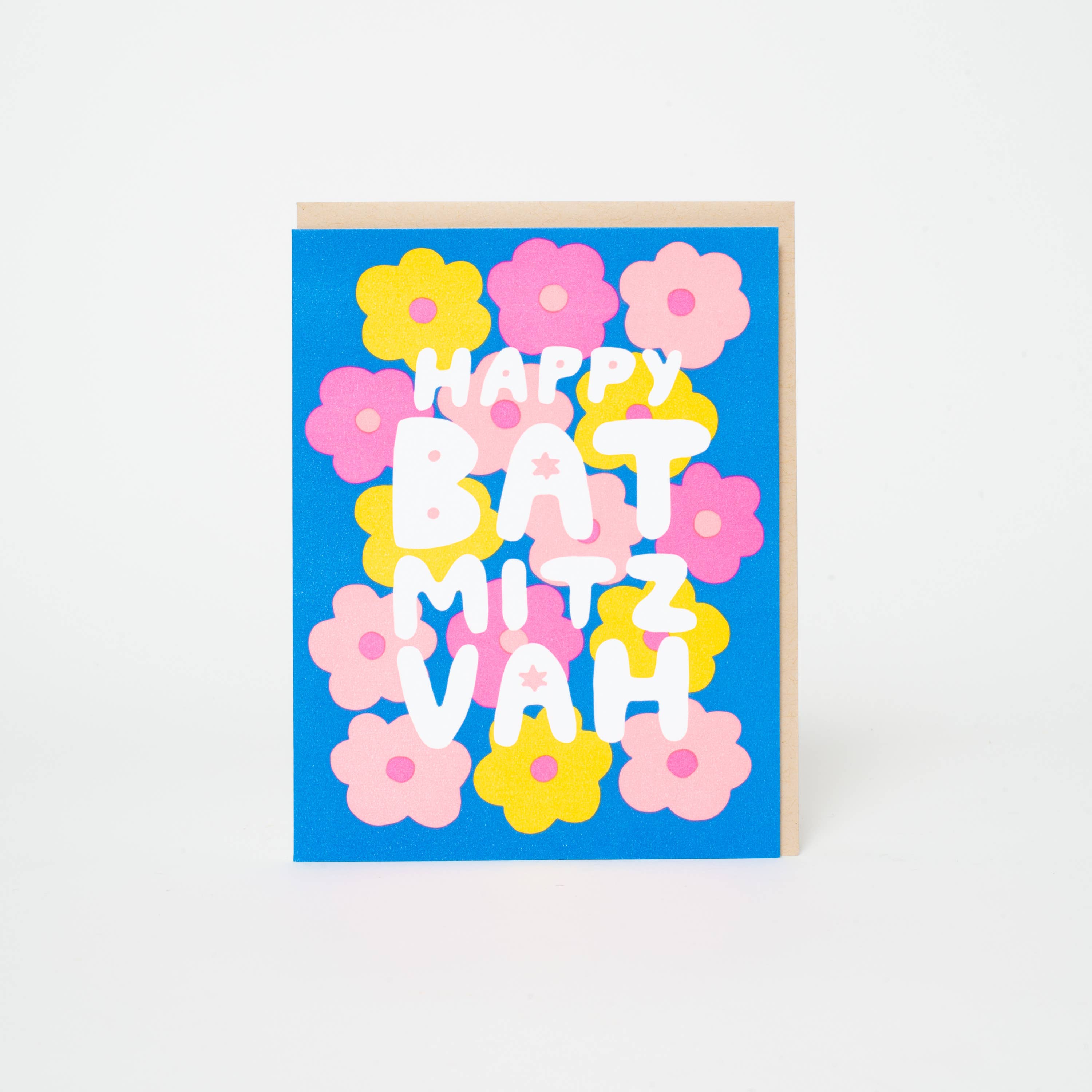 Egg Press Manufacturing - Bat Mitzvah Flowers Letterpress Greeting Card by Suzy Ultman