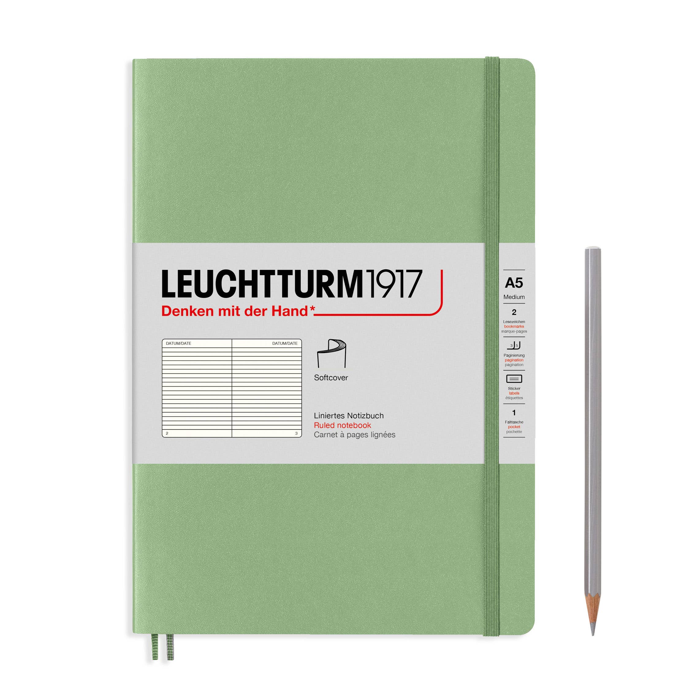 Leuchtturm1917 - Notebooks - Medium (A5): Pacific Green / Hardcover / Ruled