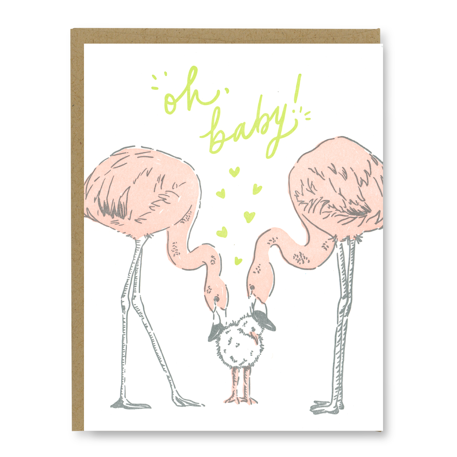 Kindred Letterpress - Flamingo Baby Card