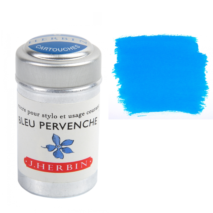 Herbin Fountain Pen Ink Cartridges - Tin of 6: Bleu des Profondeurs (Deep Sea Blue)