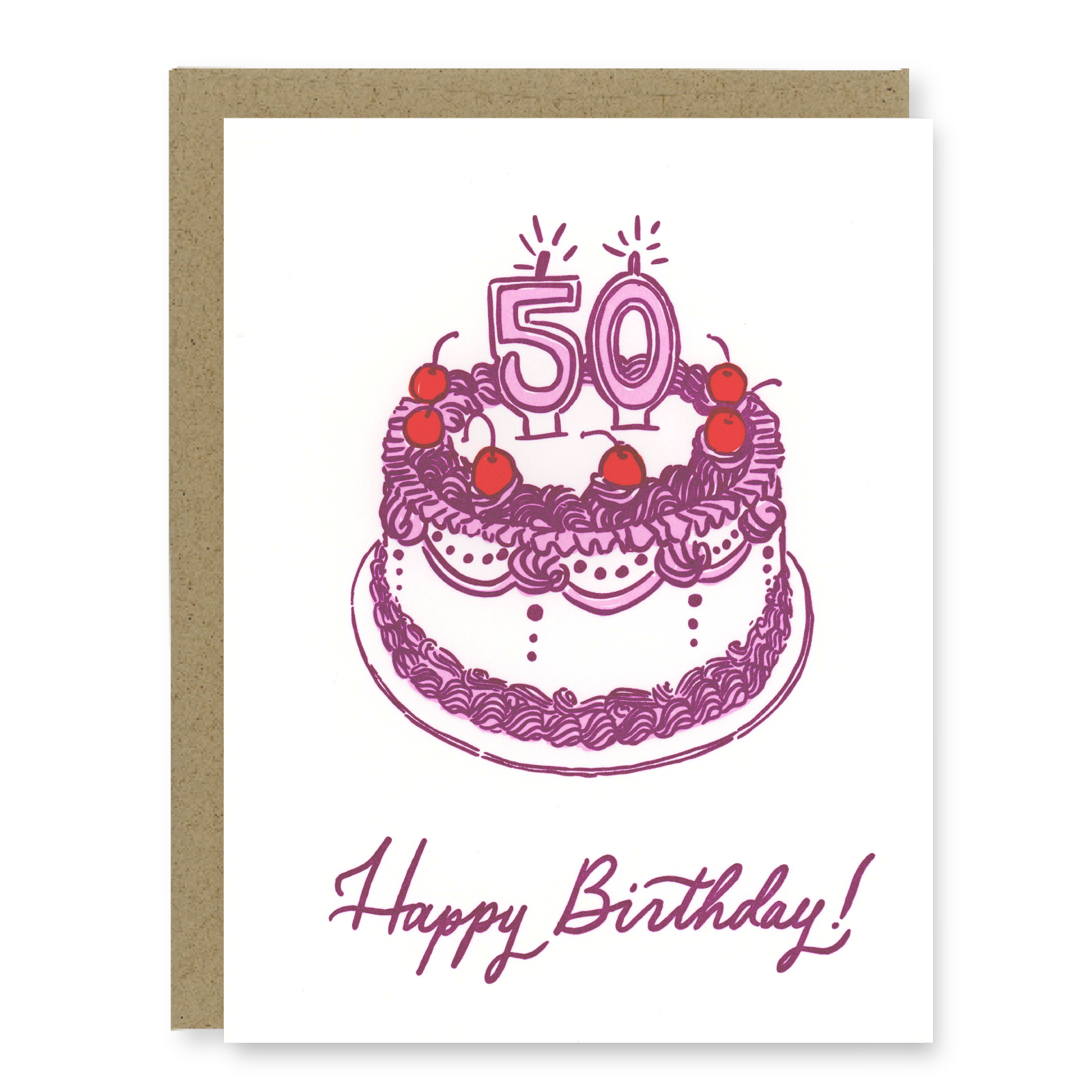 Kindred Letterpress - 50th Birthday Cake Card