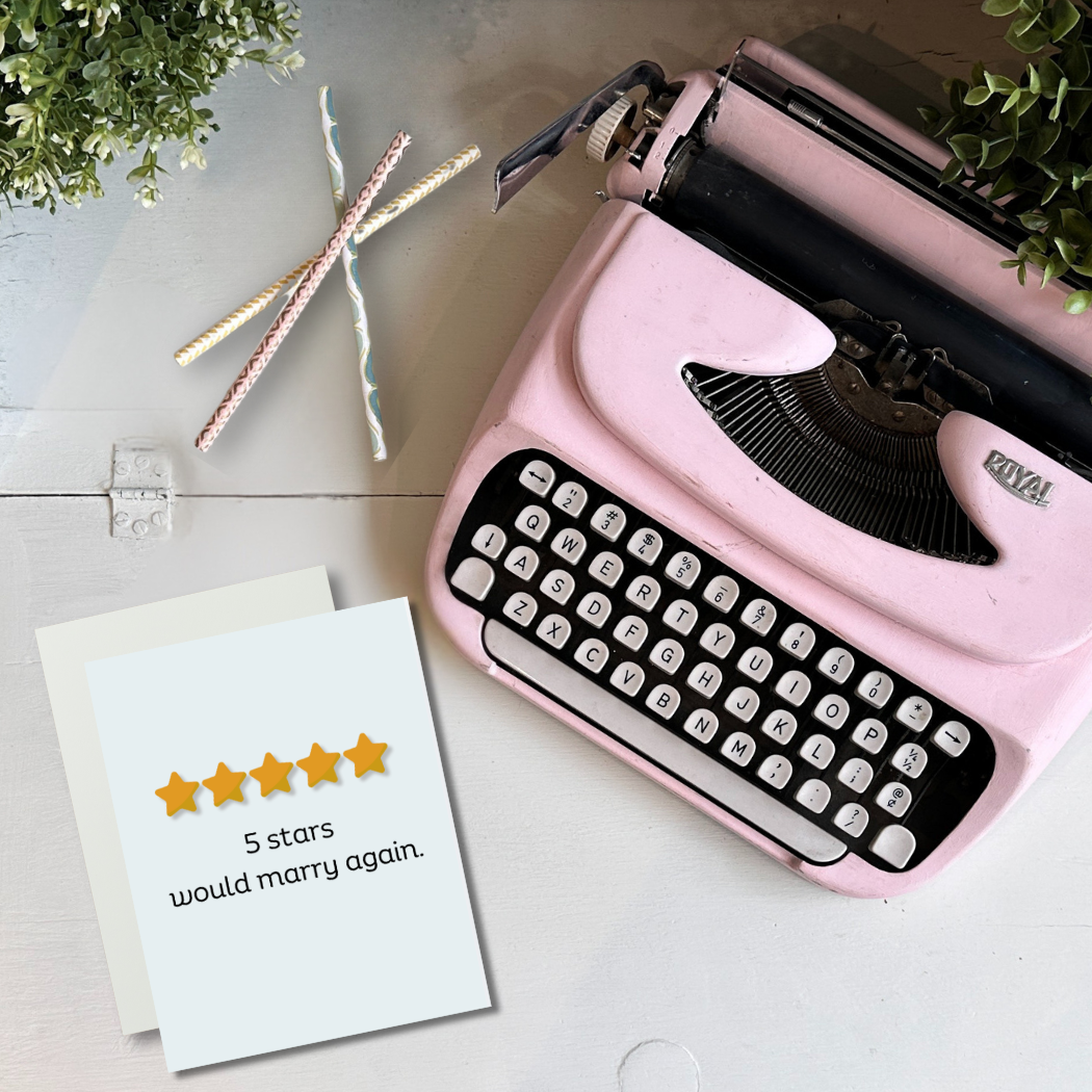 Pretty Pages - 5 Stars, Would Marry Again Anniversary Card