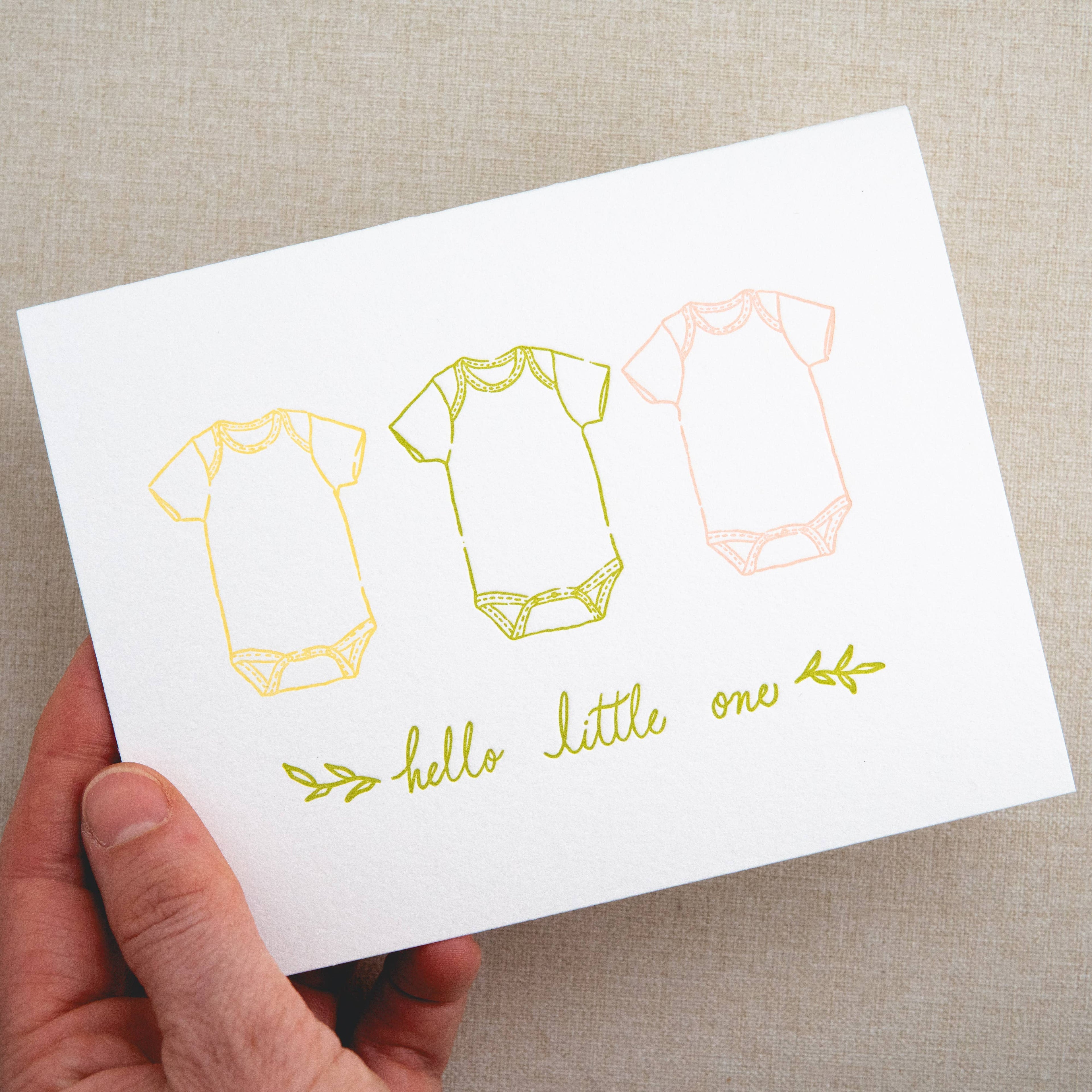 Kindred Letterpress - Onesie Baby Card | Letterpress Baby Card