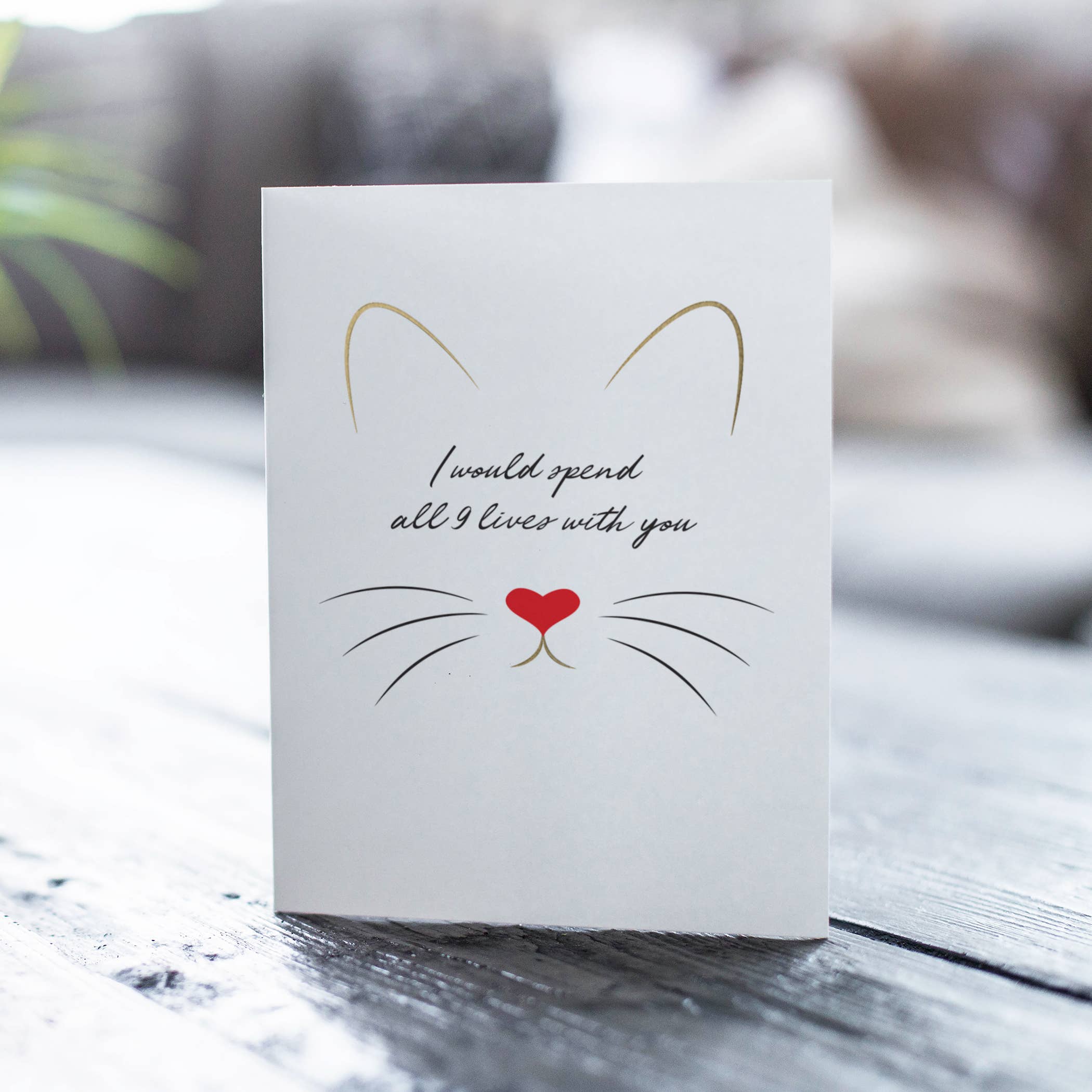 Fine Moments - All 9 Lives With You Gold Foil Cat Love Card
