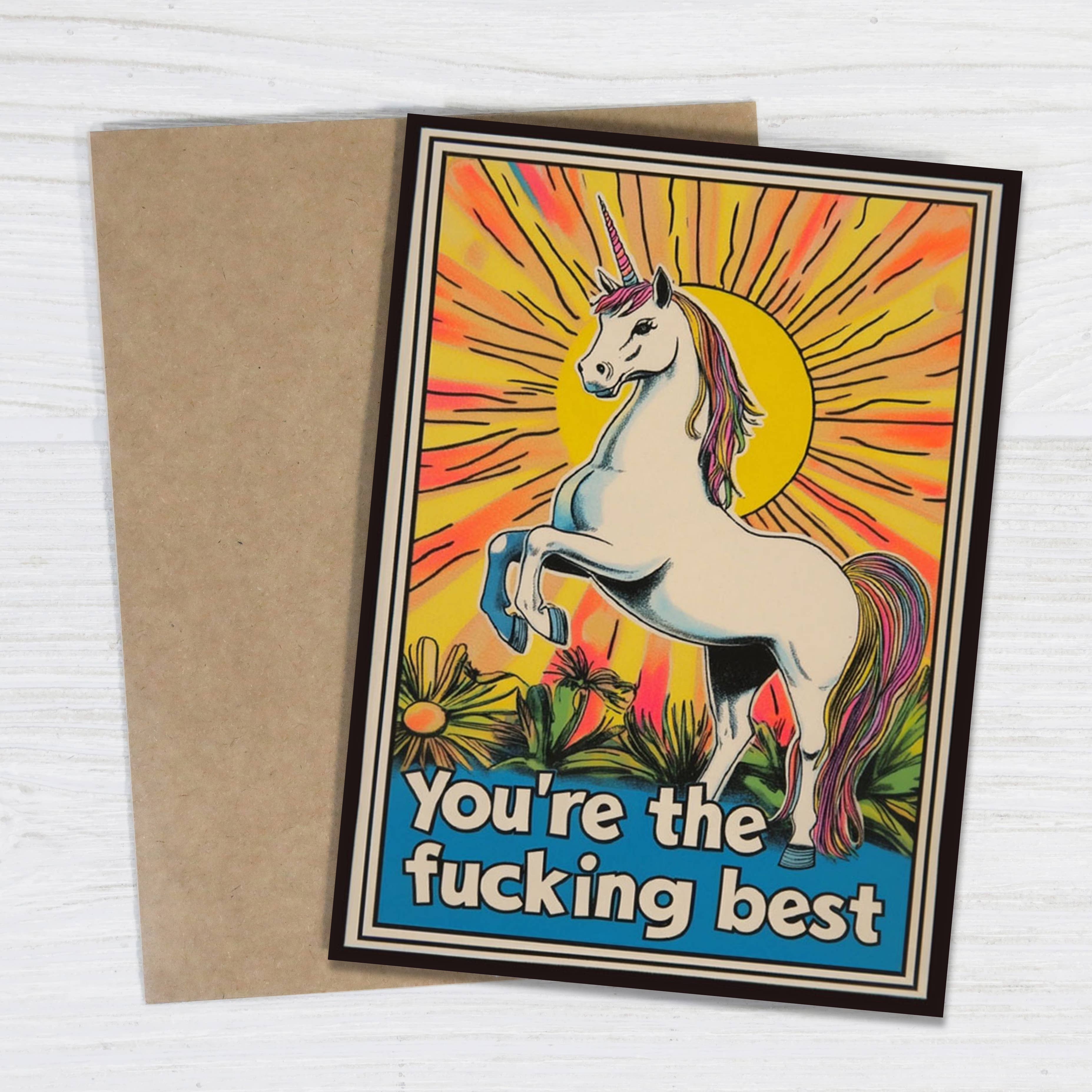 Bad Betty Greeting Co. - You're The Fucking Best - Unicorn Encouragement Card