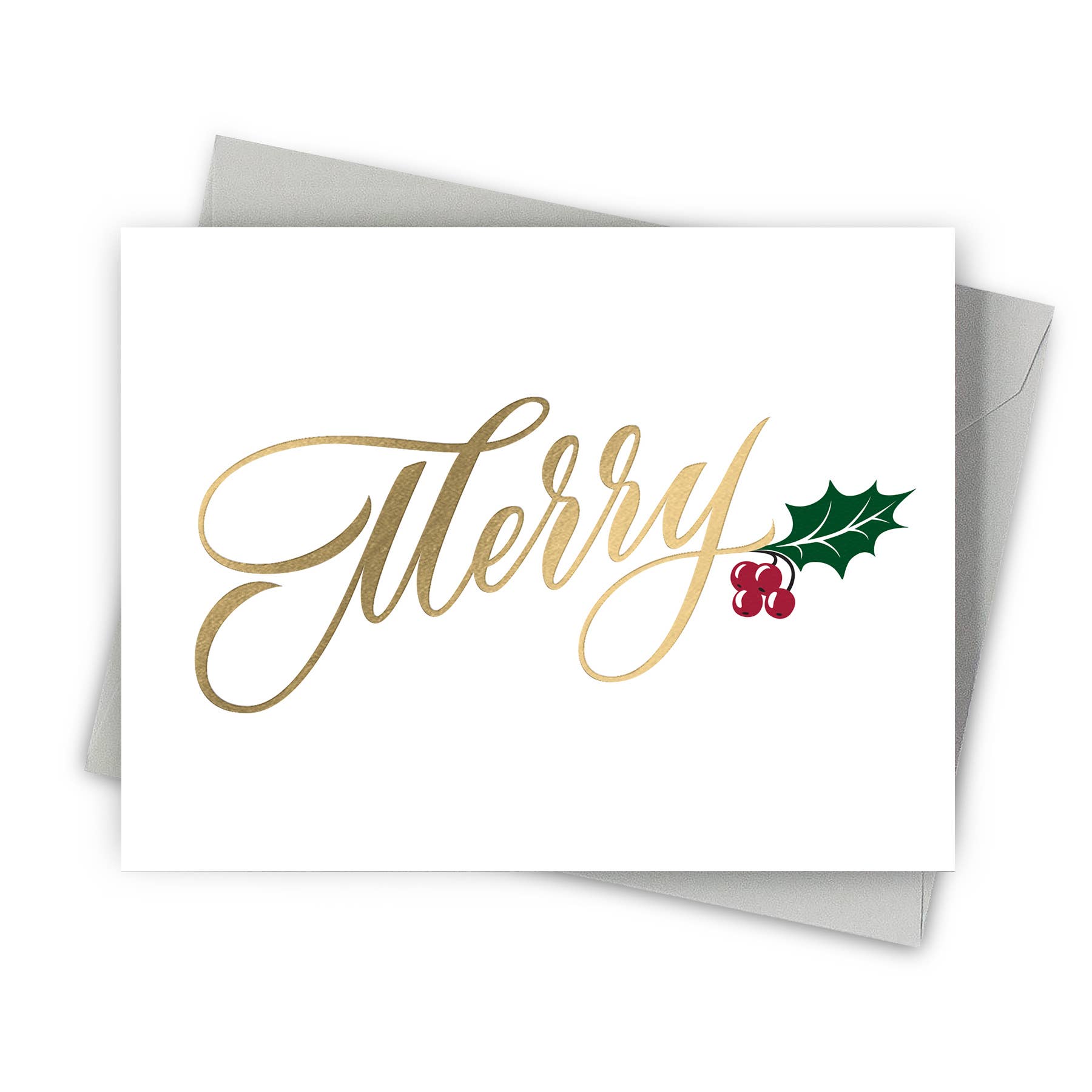 Fine Moments - Holiday Greeting Card – Merry with Holly Design