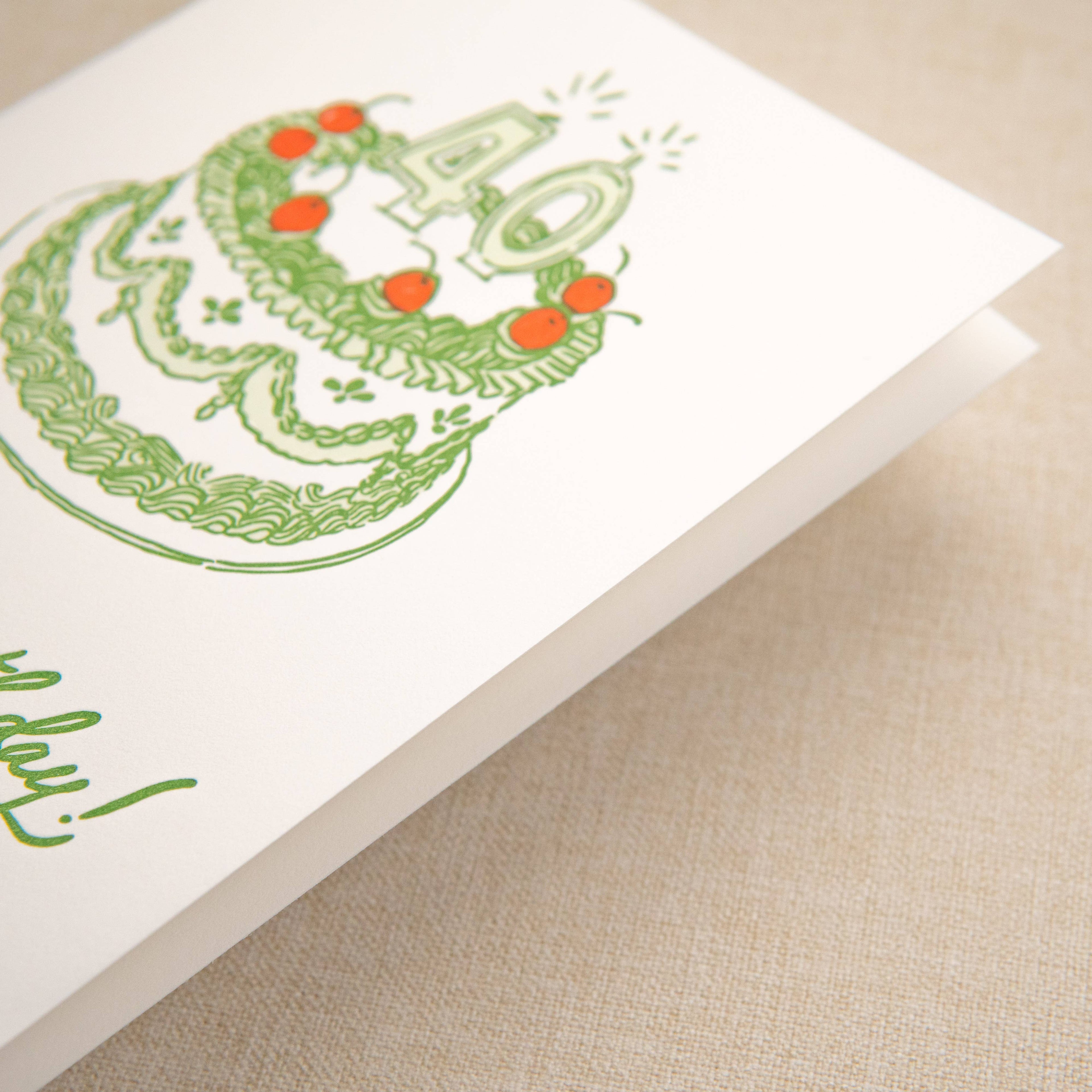 Kindred Letterpress - 40th Birthday Cake Card