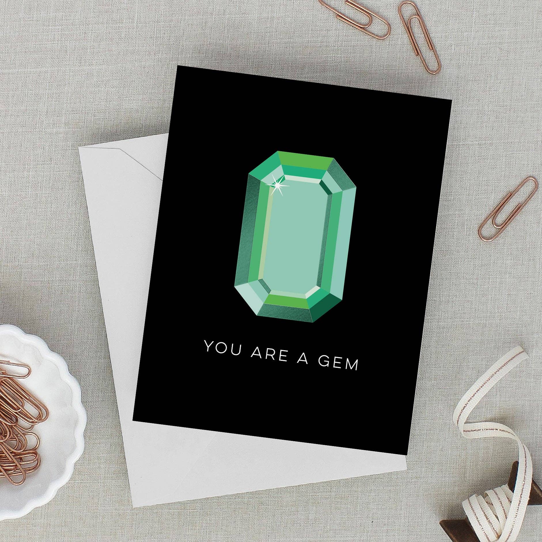 Fine Moments - You Are a Gem Greeting Card – Emerald Foil Design