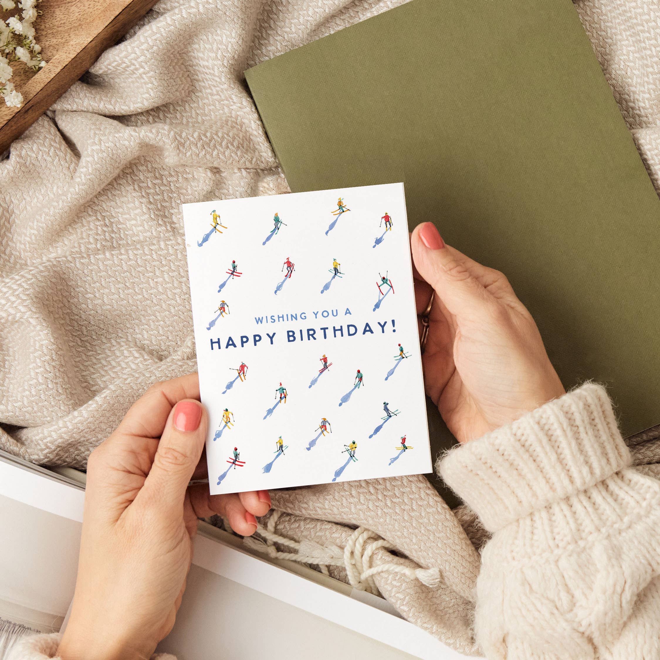Watercolor Wednesday - Skiing Birthday Card | Winter Happy Birthday Card for Skier