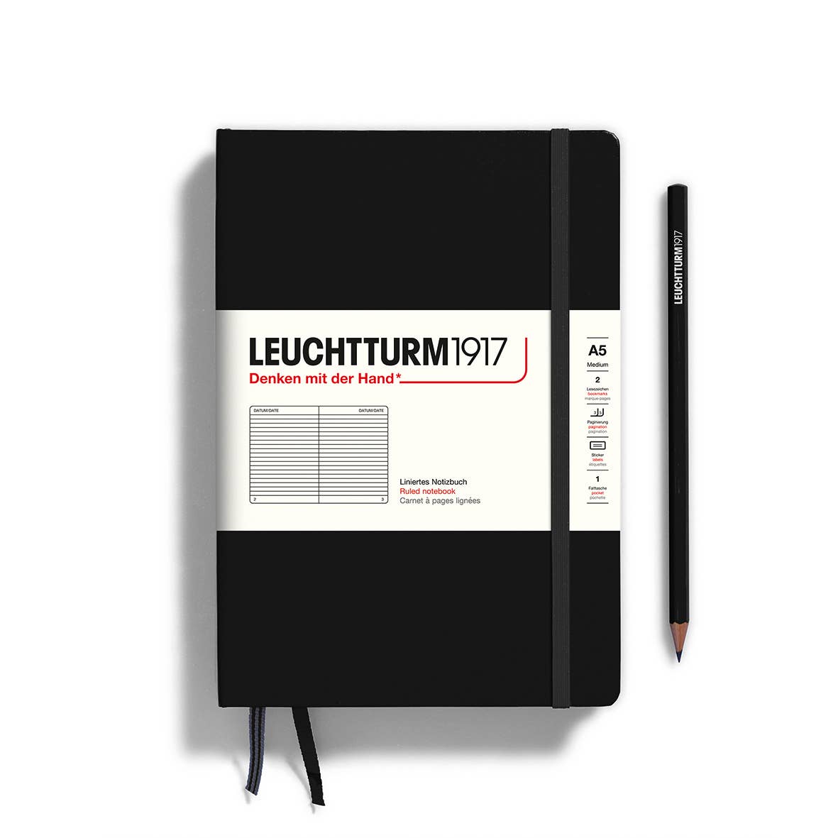 Leuchtturm1917- Notebooks - Medium (A5): Black / Hardcover / Ruled