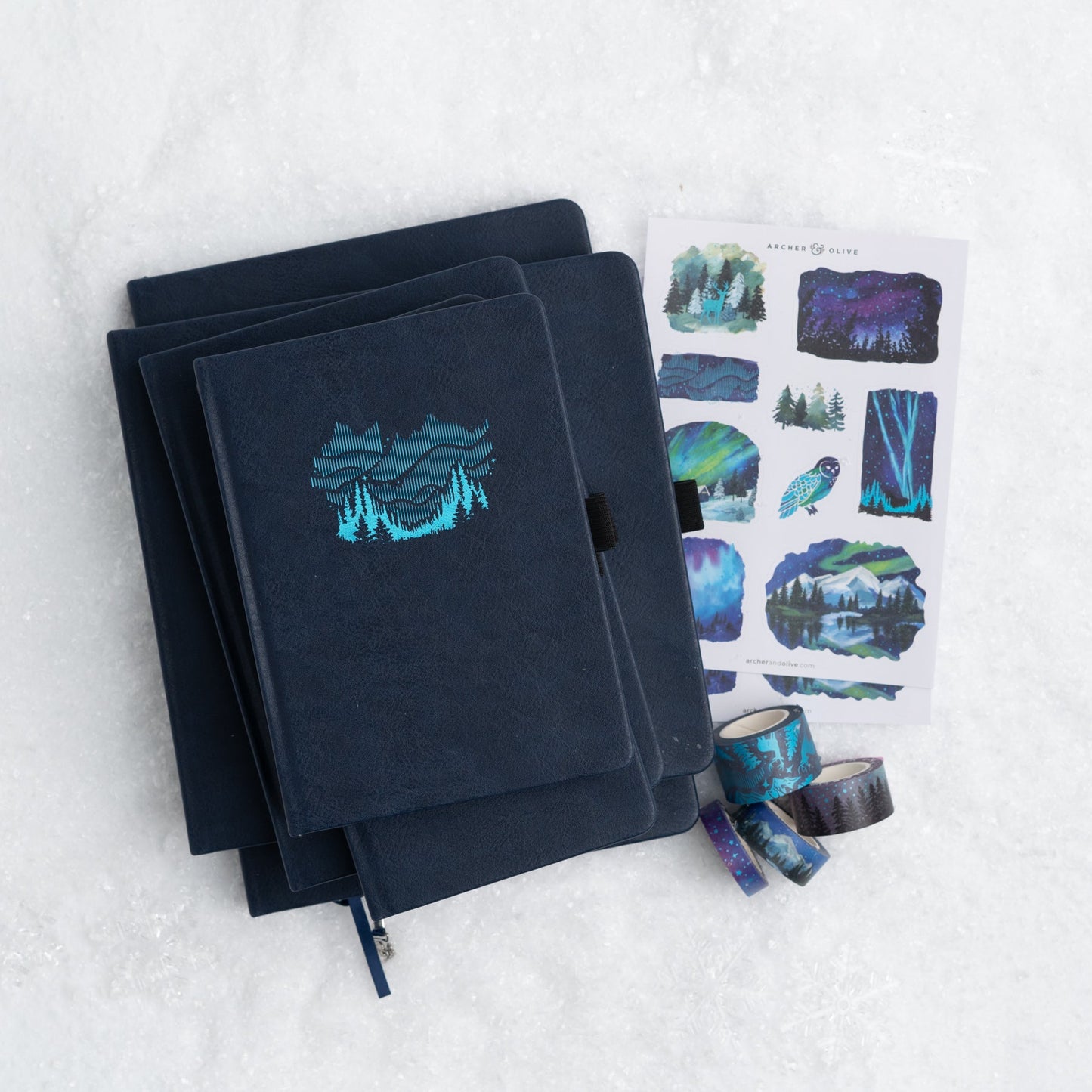 Archer and Olive, Northern Lights: Dot Grid Notebook A5