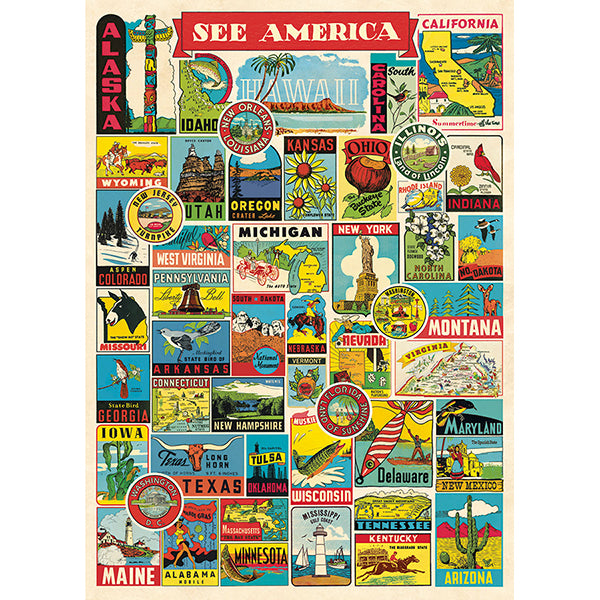 Cavallini Papers & Co, Gift Wrap, See America