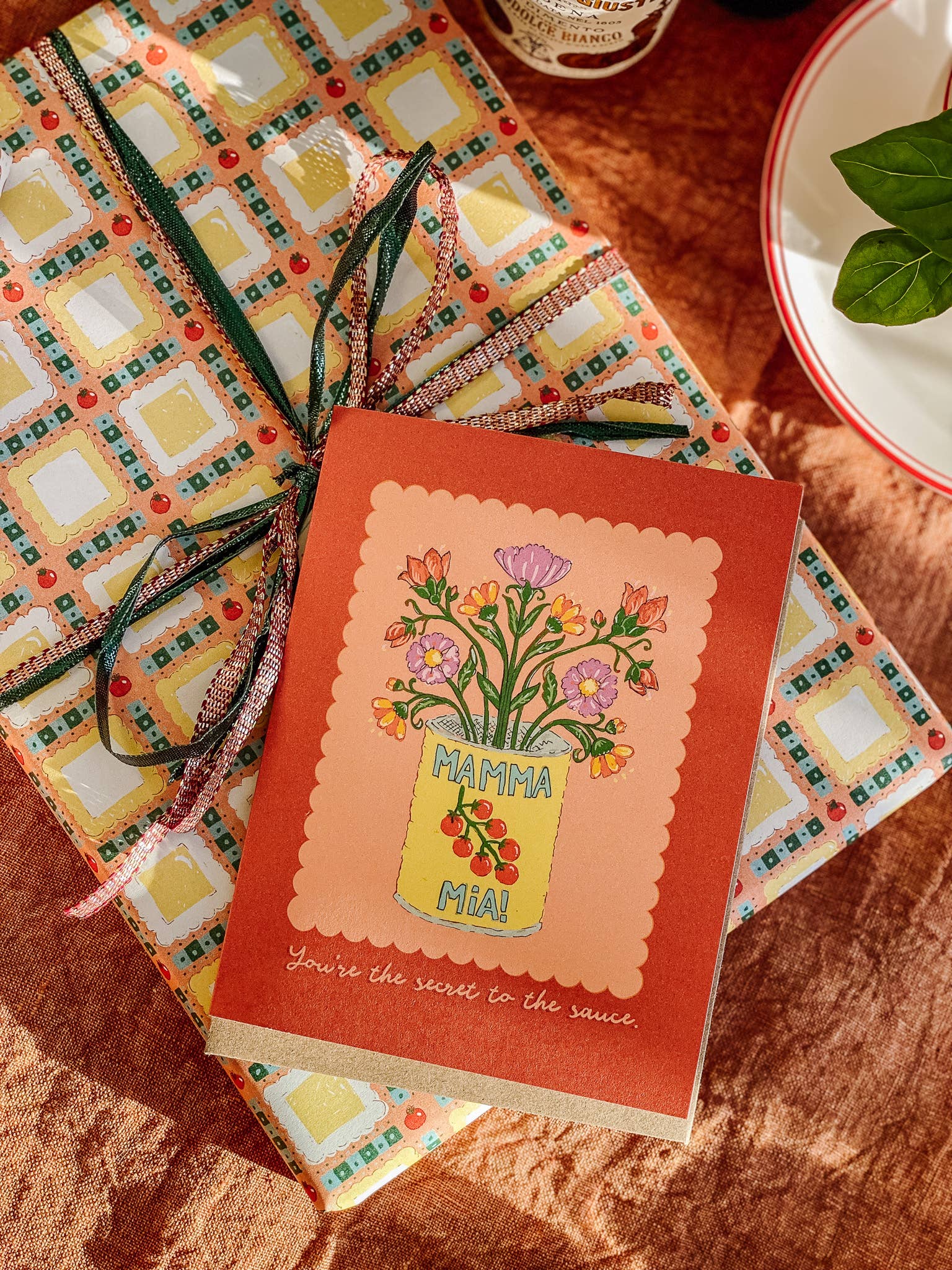 re:mused studio - Tomato Ravioli Gift Wrap Sheet - Double Sided