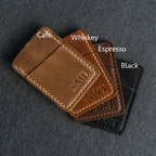 Ox & Pine - Two Pocket Wallet - Handmade Leather Wallet: Black