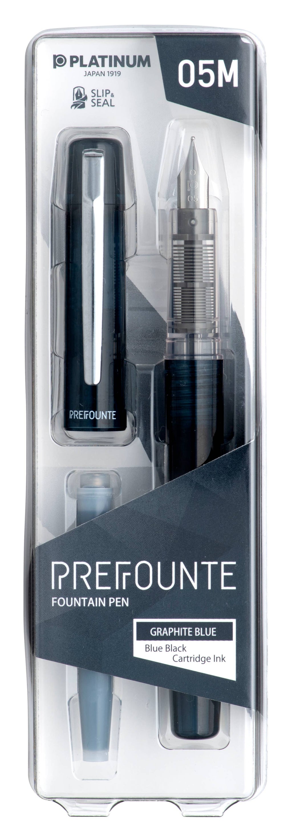 Platinum Prefounte Fountain Pen -  Graphite Blue,  Fine
