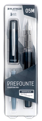 Platinum Prefounte Fountain Pen -  Graphite Blue,  Fine