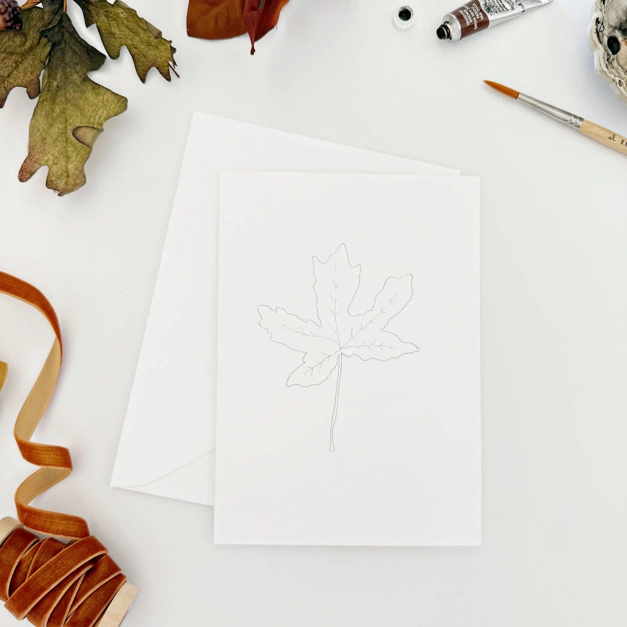 emily lex studio - Fall leaves paintable watercolor notecard set