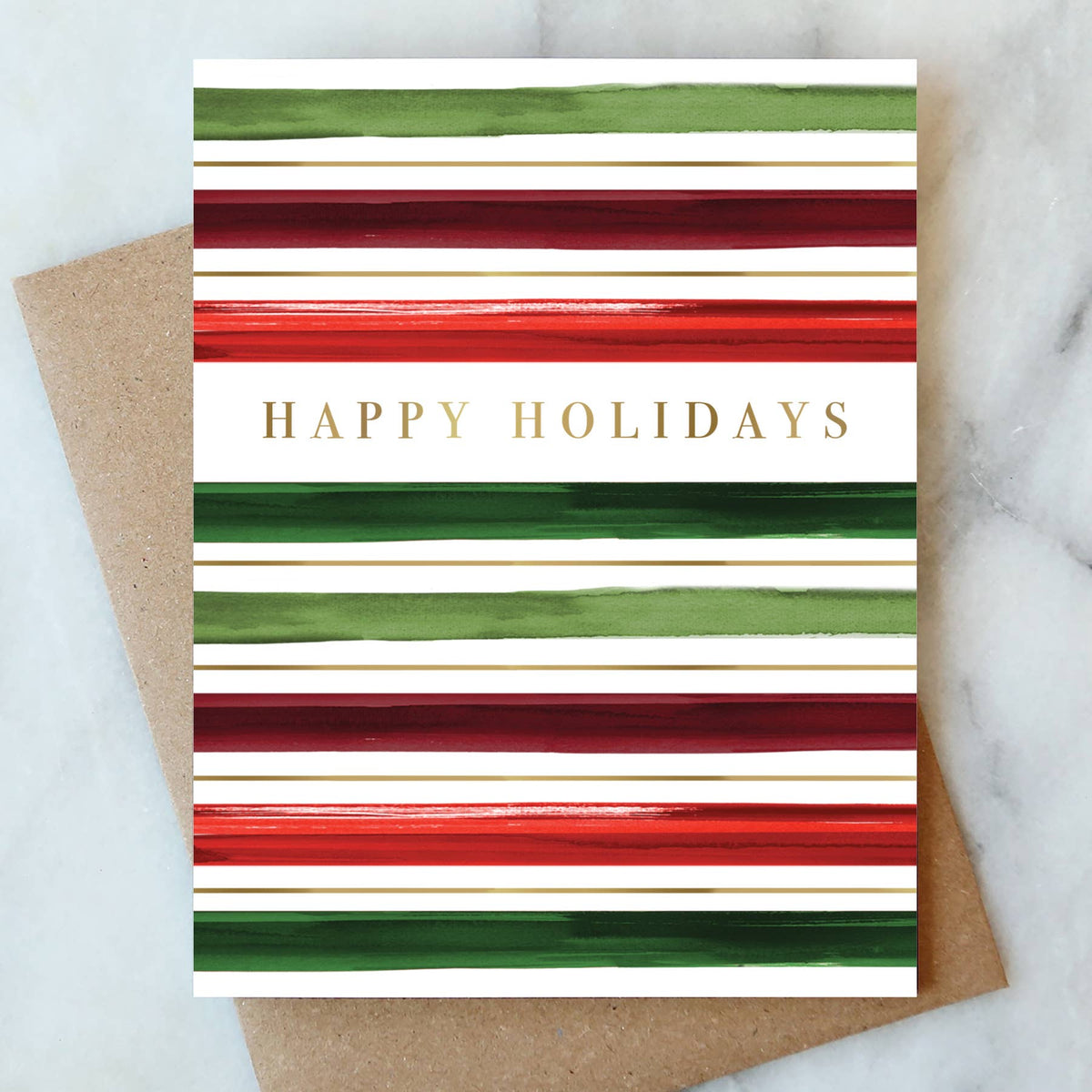 Abigail Jayne Design - Multi Stripe Happy Holidays Card - Box Set of 6 Cards