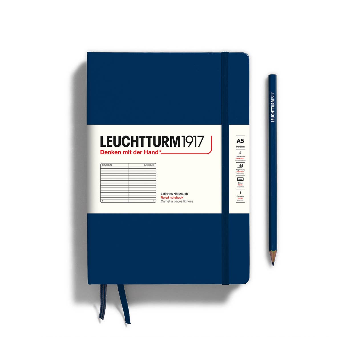 Leuchtturm1917 - Notebooks - Medium (A5): Navy / Hardcover / Ruled