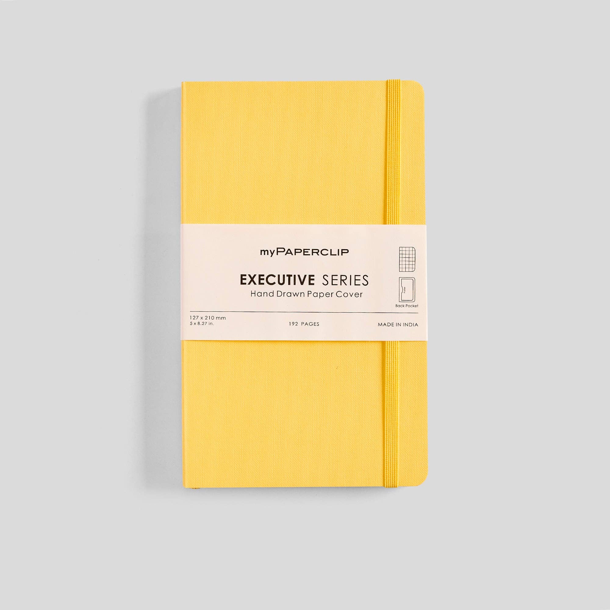 myPAPERCLIP - Executive Series Notebook - M (With Back Pocket): Checks / Yellow