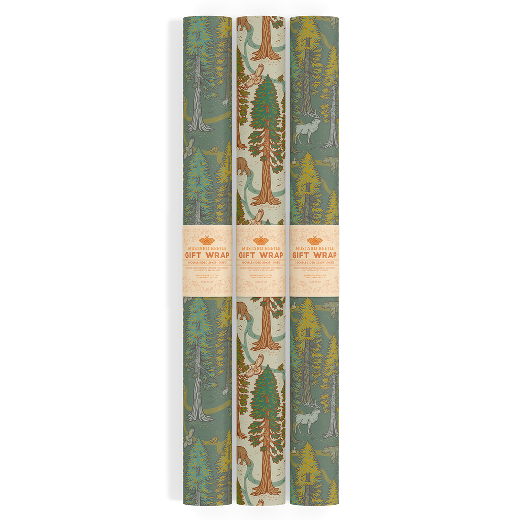 Mustard Beetle - Recyclable Gift Wrap / Wrapping Paper: Redwoods: Flat/Not Rolled