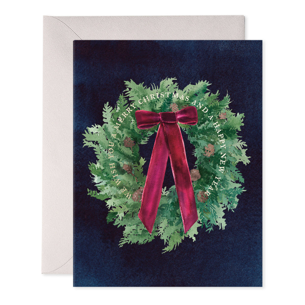 E. Frances Paper - Velvet Bow Wreath Boxed Set of 6 Christmas Greeting Cards