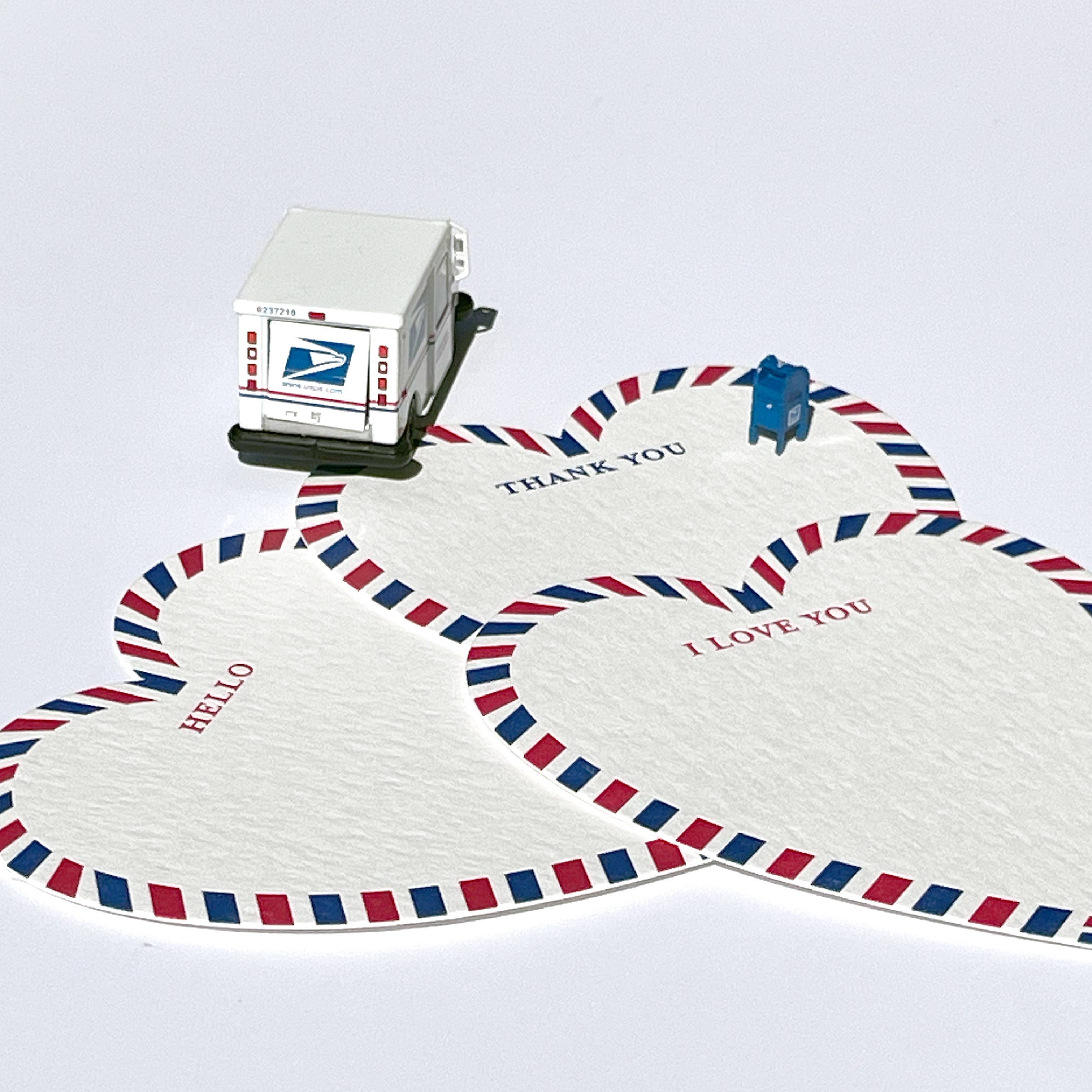 LA PAPER LOVER - Hello -Thank You -I love you Letterpress heart shaped card