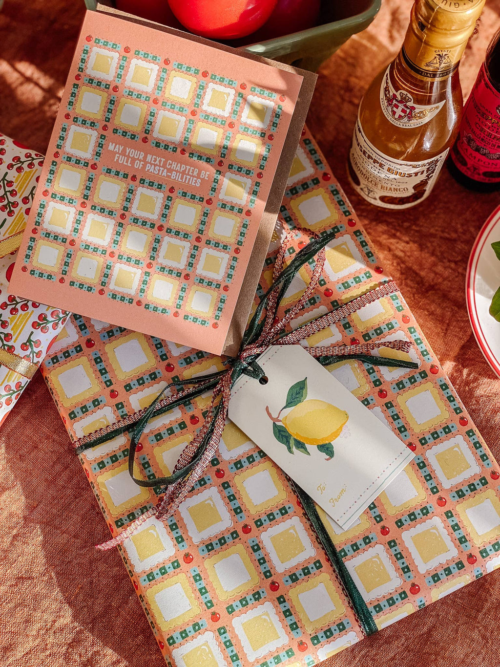 re:mused studio - Tomato Ravioli Gift Wrap Sheet - Double Sided