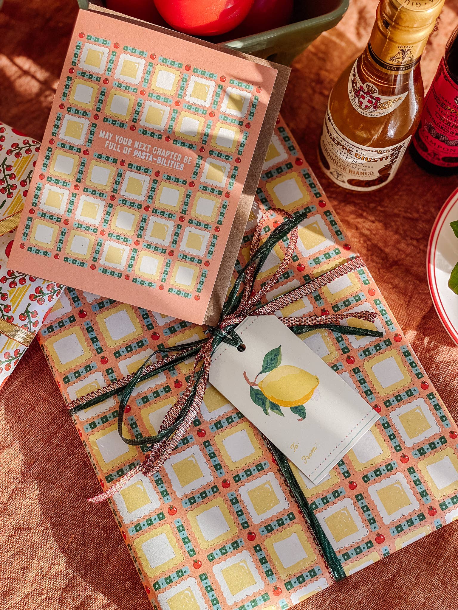 re:mused studio - Tomato Ravioli Gift Wrap Sheet - Double Sided