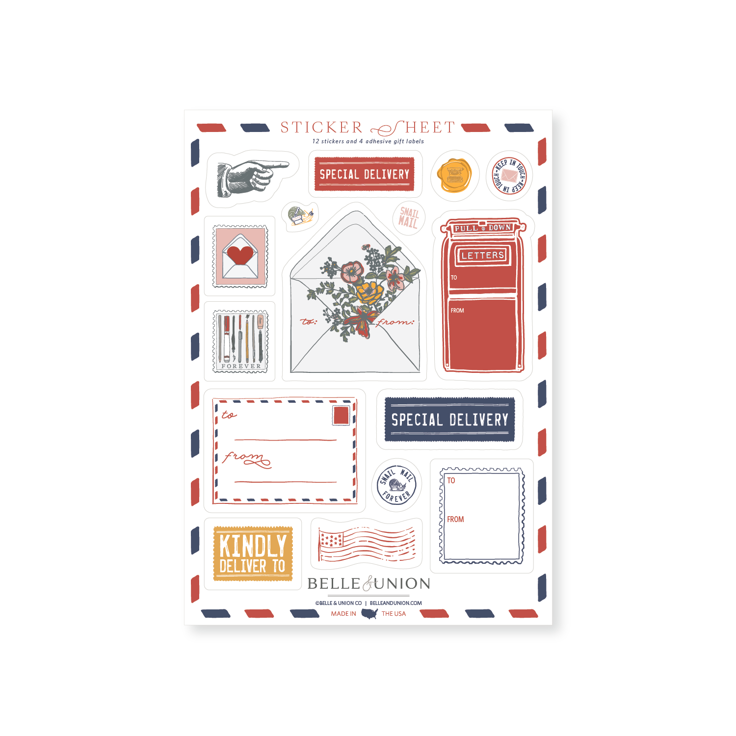 Belle & Union - Snail Mail Forever sticker sheet