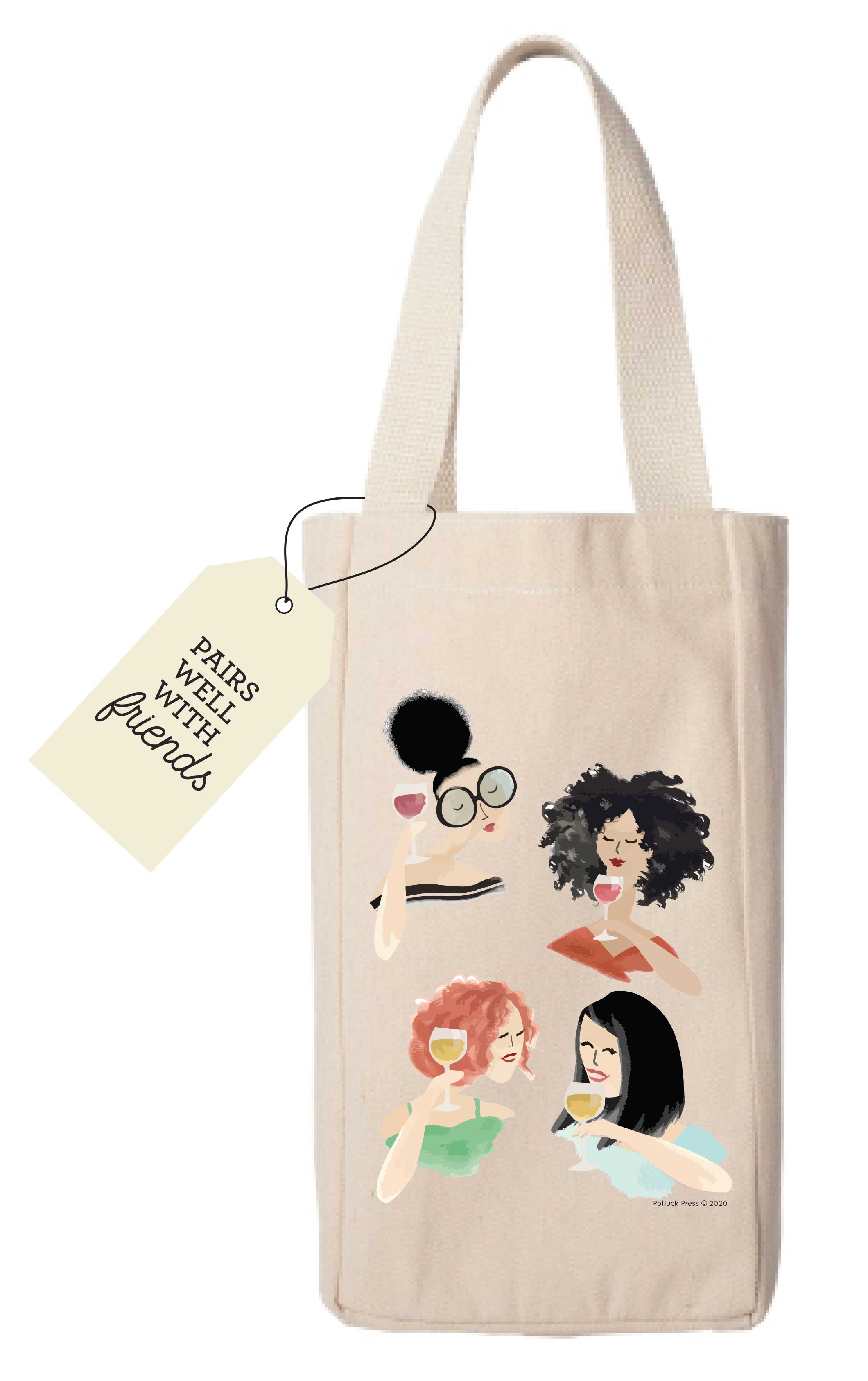 Potluck Press - Girlfriends Sipping Wine Bag