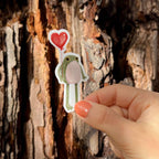Stick With Finn - Hopeful Valentine Frog Sticker: 1.4 x 3