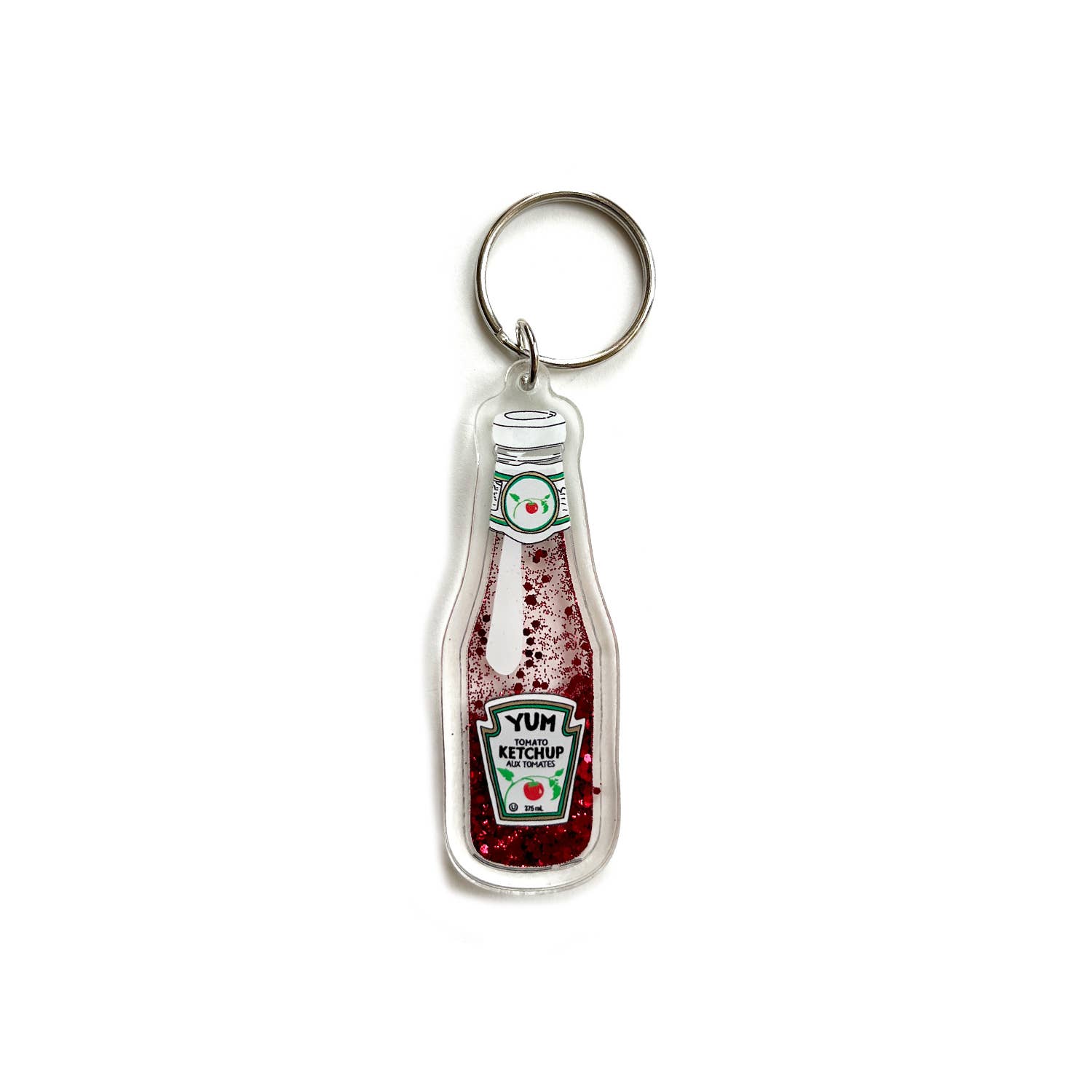 Drawn Goods - Ketchup Liquid Glitter Sparkle Shaker Acrylic Keychain