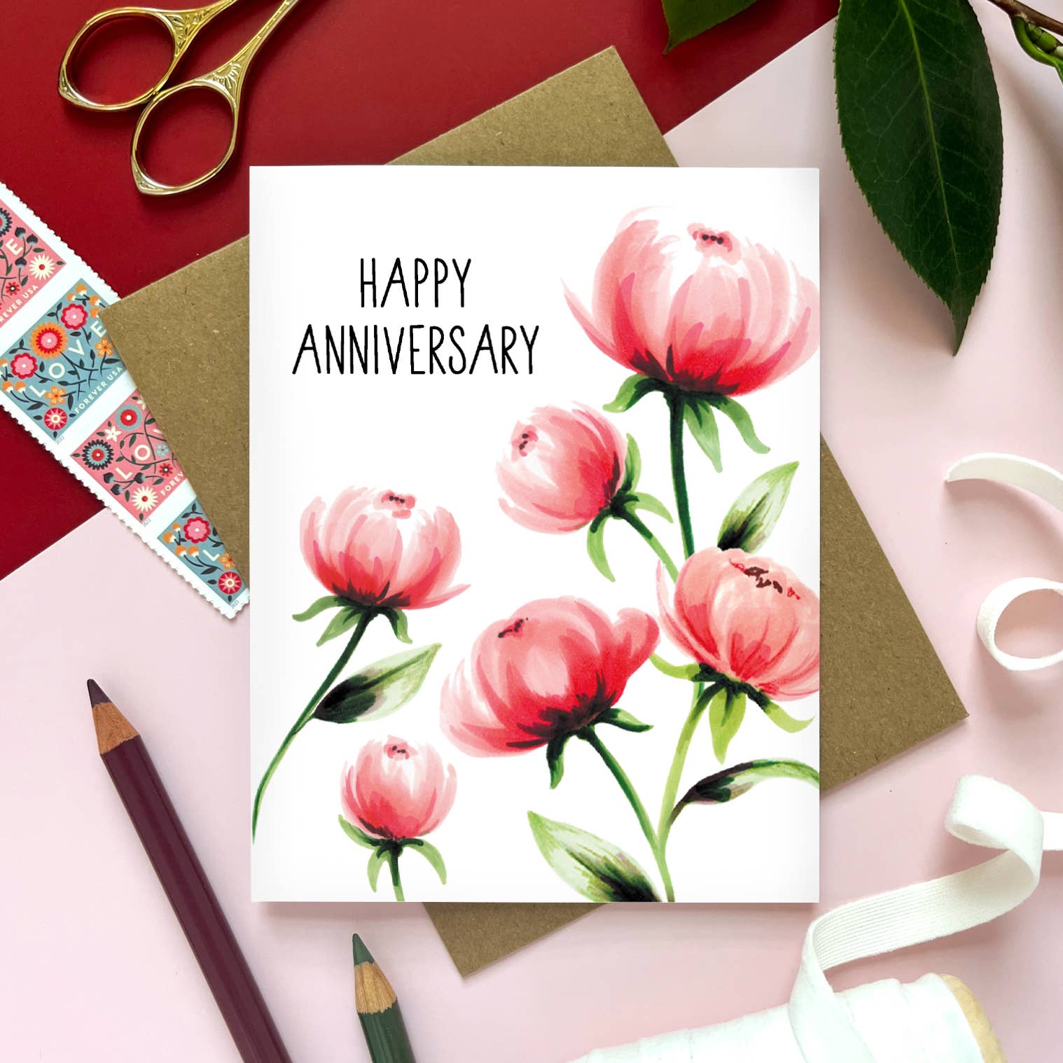 Morgan Swank Studio - Peonies Floral Anniversary Card