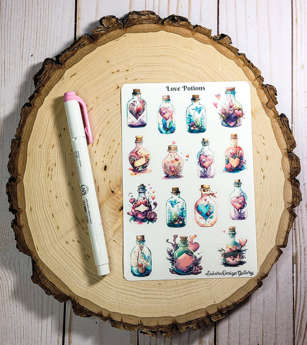 Sakura Design Gallery - Love Potion Sticker Sheet – Planner & Scrapbook Stickers