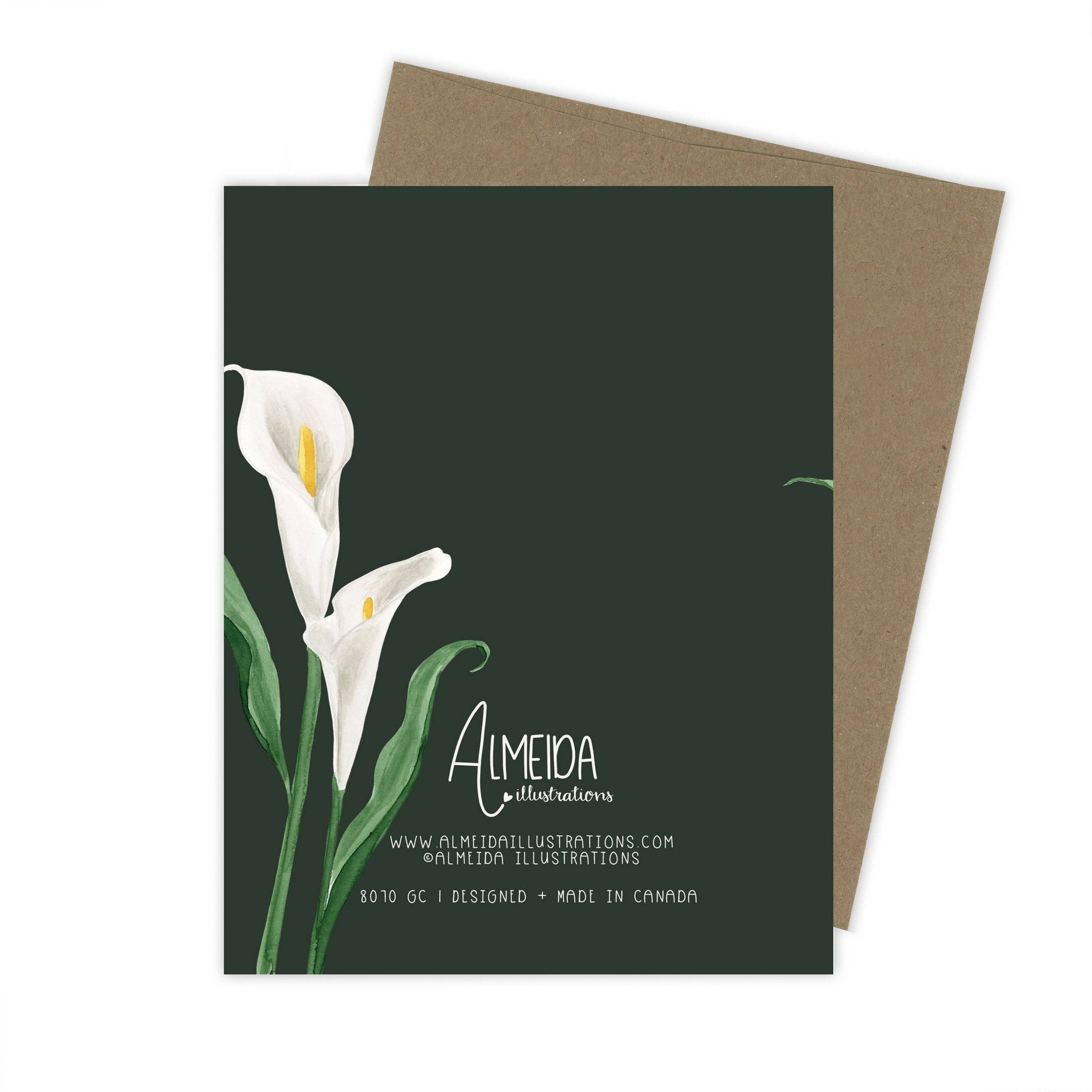 Almeida Illustrations - Cala Lily Condolence Card | Sympathy