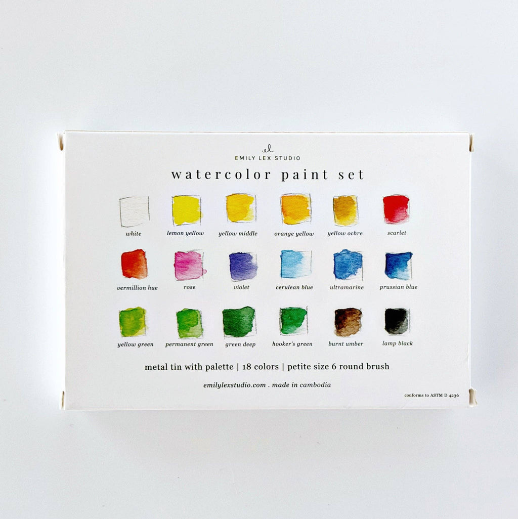 emily lex studio - Watercolor Paint Set 18 Colors with Brush