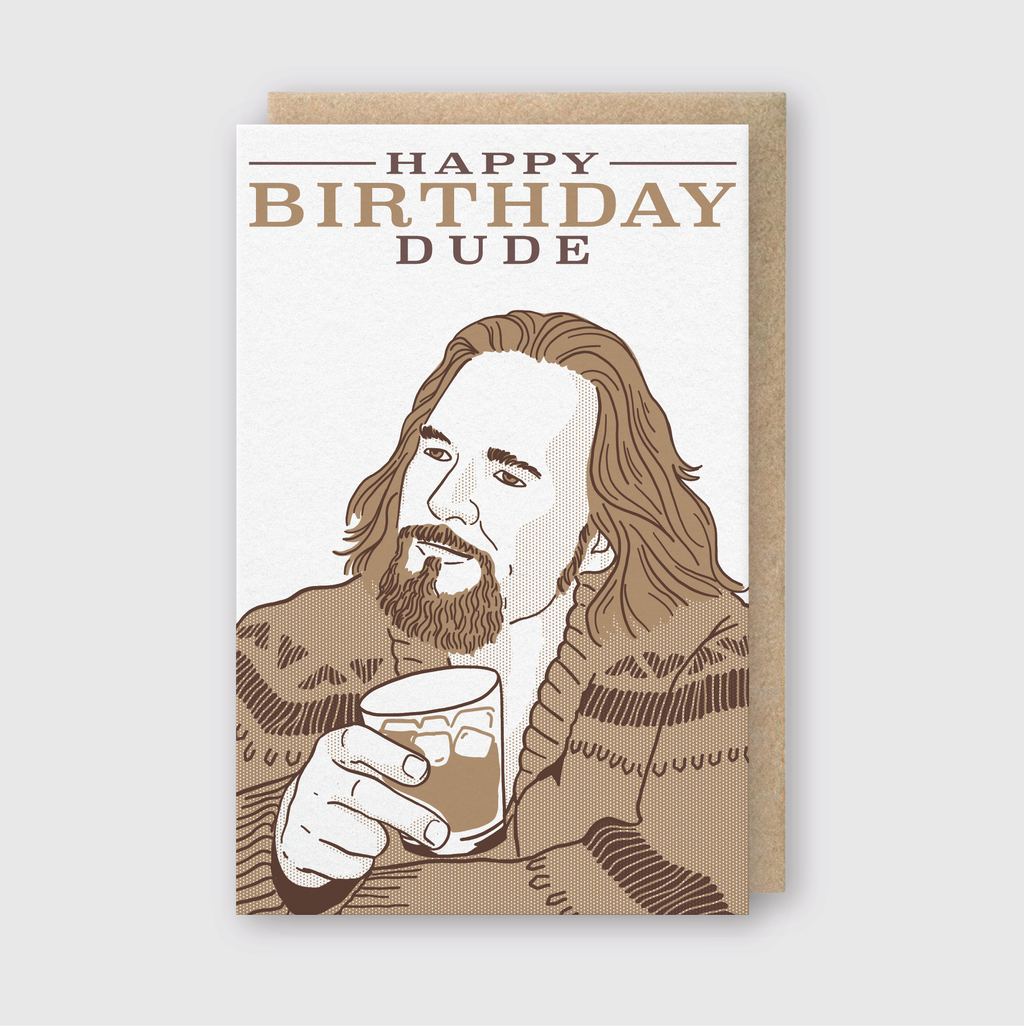 Pike Street Press - Letterpress Birthday Greeting Card – Happy Birthday Dude: 5.33x 3.45