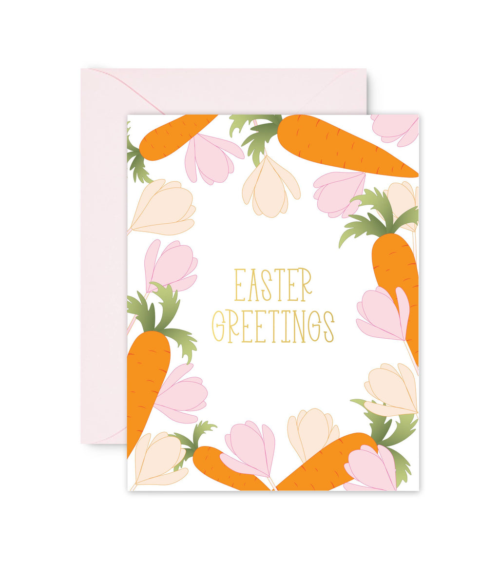Sublime & Co. - Easter Greetings Card With Carrots And Spring Flowers