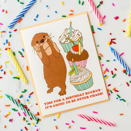 ILOOTPAPERIE - Otter Chaos Birthday Ruckus! Birthday Greeting Card
