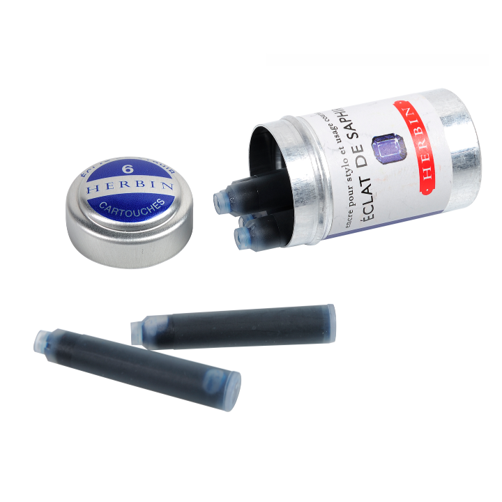 Herbin Fountain Pen Ink Cartridges - Tin of 6: Vert de Gris (Veridris)