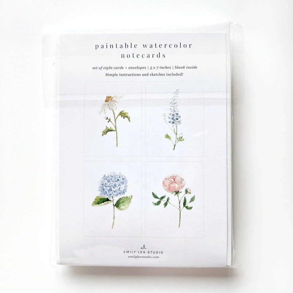 emily lex studio - Garden flowers paintable watercolor notecard set
