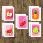 Cryptic Paper Co. - Set Of 5 Neon Fruit Note Cards For Any Occasion