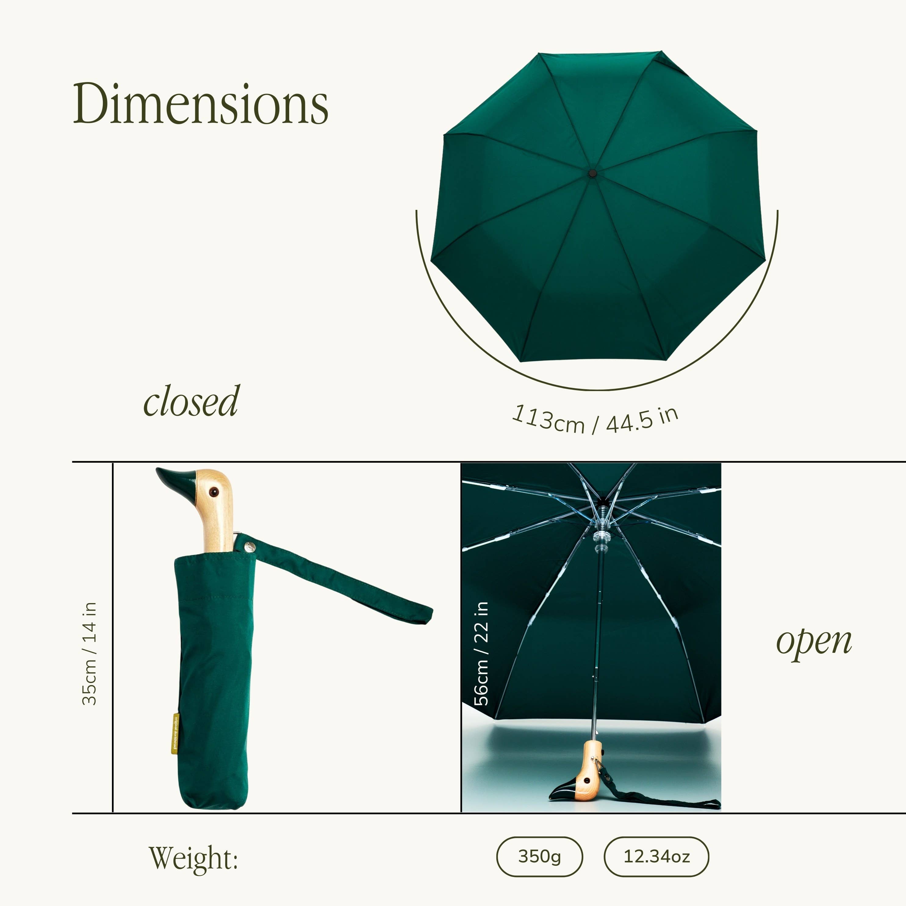 Original Duckhead USA - Forest Green Compact Eco-friendly Duckhead Umbrella